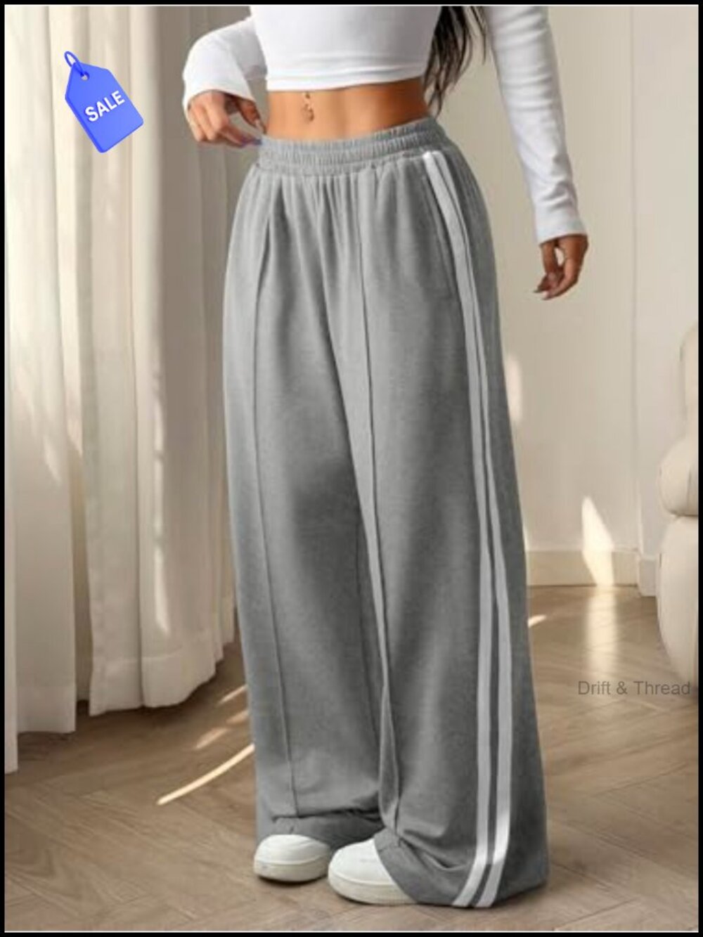 Women's Baggy Wide Leg Sweatpants High Waisted Joggers with Pockets - Picture 4 of 6